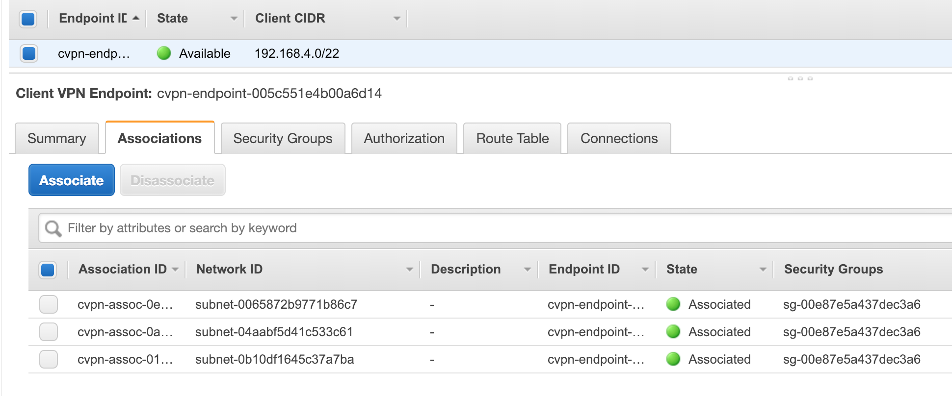 Client VPN Associations