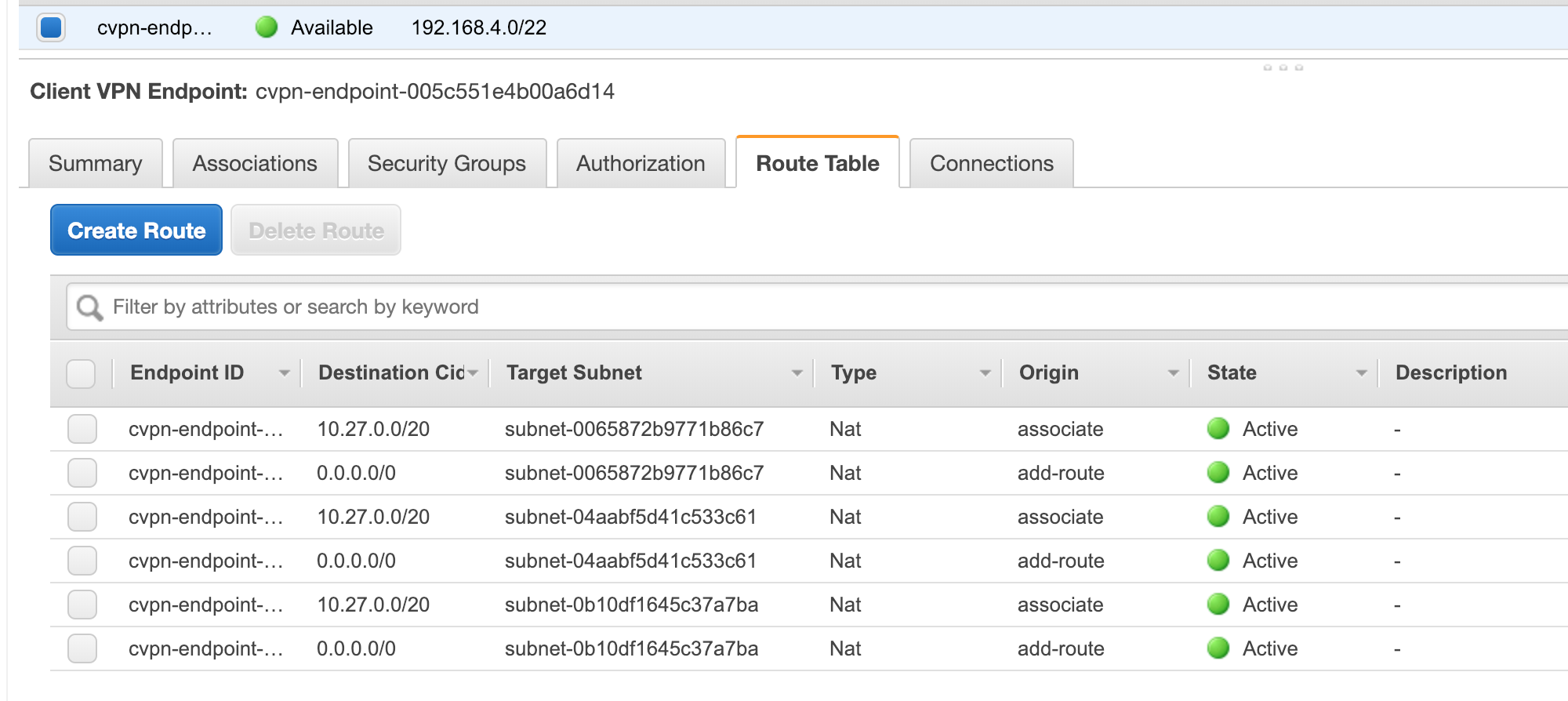 Client VPN Route Table