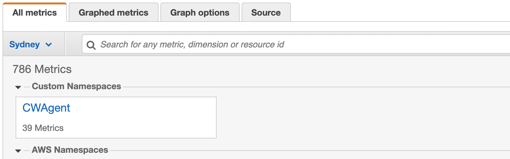 CWAgent Namespace